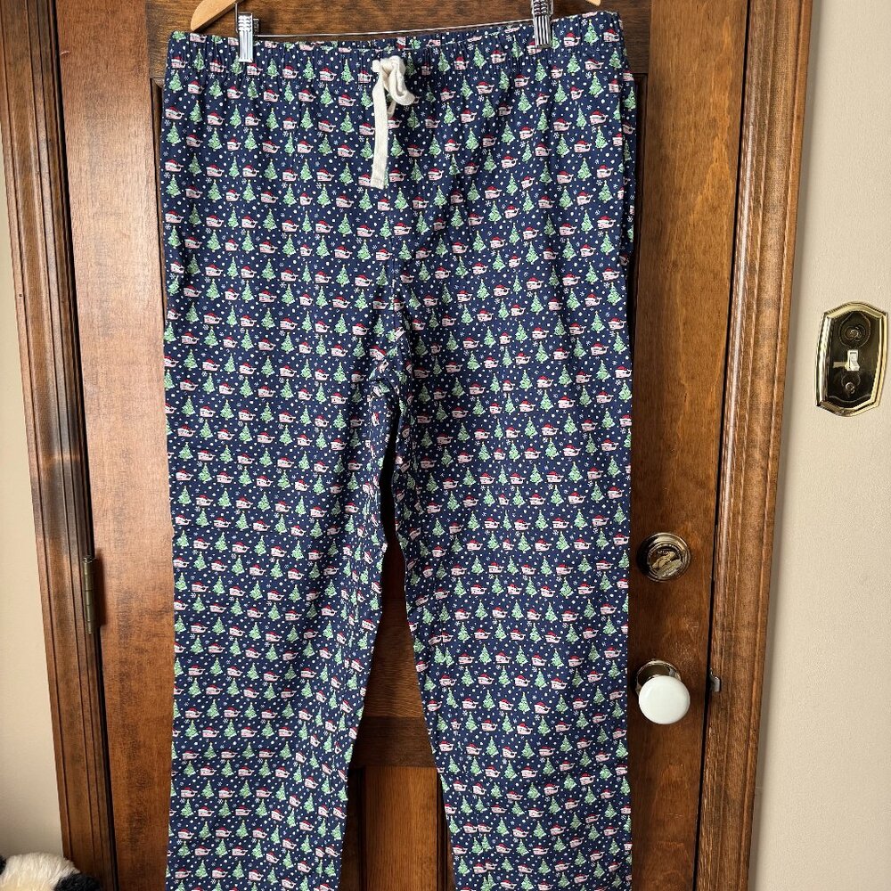 Vineyard Vines Christmas Navy Blue Lounge Pants w/Santa Whales & Christmas Trees